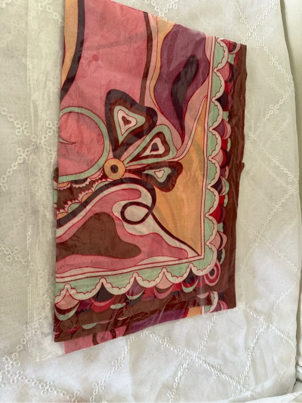 Silk-Feel Pink & Red Abstract Print Scarf
